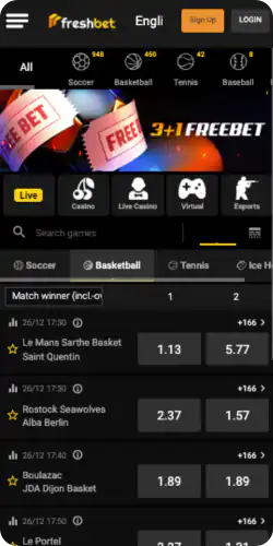 Freshbet Basketball sport section