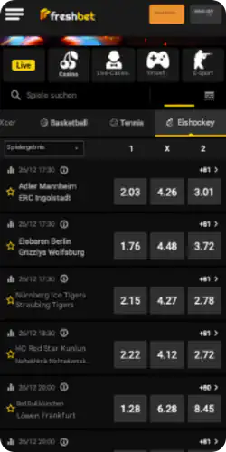 Freshbtet Hockeywetten
