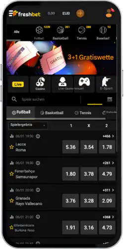Freshbtet Suchen Sie den Bereich fur Sportwetten